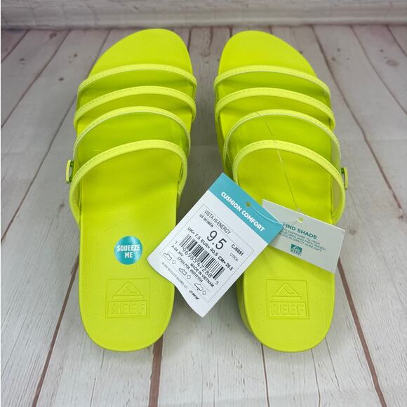 Reef Vista Hi-Energy Clear Strap Citron Slides Sandals Women’s Size 9.5 - Picture 7 of 9